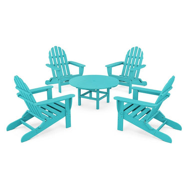 POLYWOOD Classic Folding Adirondack 5-Piece Conversation Group - Aruba